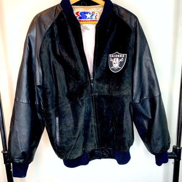 Vintage Starter Jacket 1980’s Suede & Black Leather Sleeves Raiders
